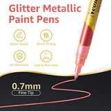 JR.WHITE Glitter Metallic Paint Pens: Sparkle Water-Based Marker Pen for Greeting Cards, Mugs, Wood, Art Drawing, Rock Painting, Posters, Albums, JR.WHITE
