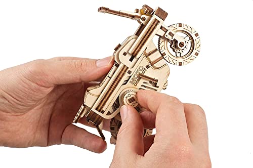 UGEARS Wood Motorcycle Model Kit - Moto Compact Folding Scooter 3D Puzzles for Adults - 3D Puzzle Model Kits for Adults (Rides 6 feet) - UGEARS