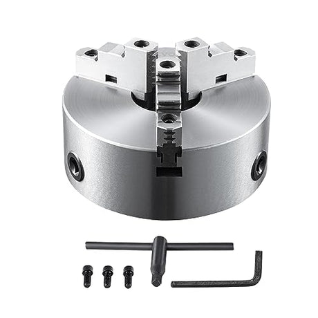VEVOR 3-Jaw Lathe Chuck, 8'', Self-Centering Lathe Chuck, 0.16-8 in/4-200 mm Clamping Range with T-key Fixing Screws Hexagon Wrench, for Lathe 3D VEVOR