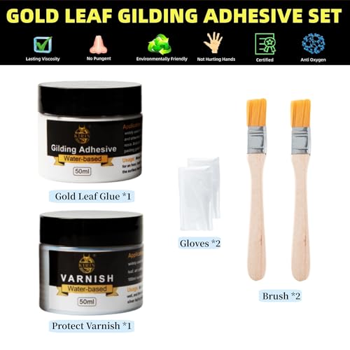 Gilding Adhesive, 100ml Epoxy Resin Gold Leaf Adhesive for Professional Craft Use, Water Based Varnish for Protect The Surface of Gold Foil from KIRIN