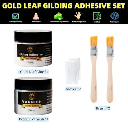 Gilding Adhesive, 100ml Epoxy Resin Gold Leaf Adhesive for Professional Craft Use, Water Based Varnish for Protect The Surface of Gold Foil from - WoodArtSupply