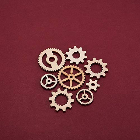 LiQunSweet 100-Pieces 12~38mm Undyed Mini Unfinished Hollow Wood Pendants Gear Slices Charms Cool Industrial & Steampunk Design Laser Cut Cutout LiQunSweet