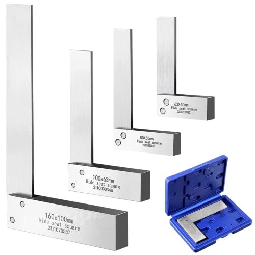 Lancisism Machinist Square Set 2, 3, 4, 6 Inch, Precision Engineer Wide Seat Square Mechanical Engineer Steel Angle Ruler High Precision 90 Degree Lancisism