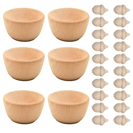 KESYOO 1 Set 26 Pcs Wooden Toys Unfinished Wood Toys for Crafts Kid Art Painting Ornament DIY Wood Bowl Ornaments Kids Toy Toys for Kids Natural Kids KESYOO