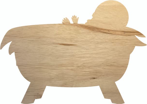 Wooden Nativity Baby Jesus 9" Cutout, Unfinished Wood Christmas Shape Craft NEXTCraft