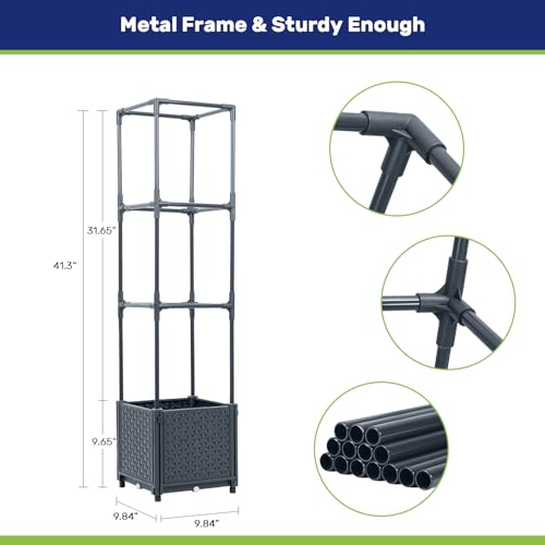 LINEX Raised Garden Bed Planter Box with Trellis, 41.3” Tomato Planters for Climbing Plants Vegetable Vine Flowers Outdoor Patio, Tomatoes Cage - WoodArtSupply