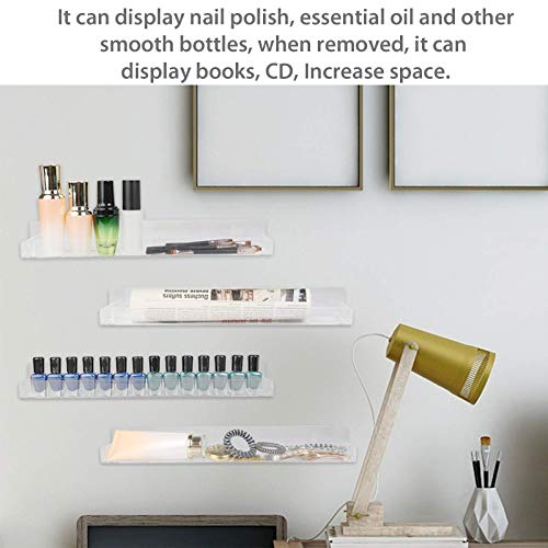 Umirokin 6 Packs 15Inch Acrylic Nail Polish Rack Wall Mounted Shelf Holds up 54 to 96 Bottles Clear Nail Polish Holder Display for Wall Perfume Umirokin