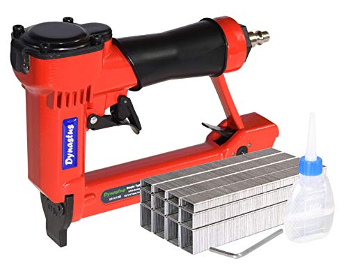 Pneumatic Upholstery Staple Gun, 21 Gauge 1/2" Wide Crown Air Stapler Kit, by 1/4-Inch to 5/8-Inch, 1/4-Inch to 5/8-Inch, with 3000 Staples - WoodArtSupply