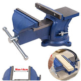 6" Heavy Duty Bench Vise, Pipe Vise Bench Vices with Anvil Swivel Table Top Clamp Locking Base, Double Swivel Rotating Vise Head& Body Rotates sanheshun