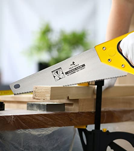 DOWELL 14 in Hand Saw - 11 TPI Fine Cuts Wood Saw Perfect for Sawing, Trimming, Gardening, Cutting Wood, Drywall, Plastic Pipes, Sharp Blade - DOWELL
