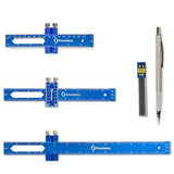 Procision Woodworking Ruler, Set of 3 (12, 8, 6 Inch), Precise Woodworking Pocket Ruler with Extra Wide 2" Sliding Attachment, Slide Rule T-Type Eleon