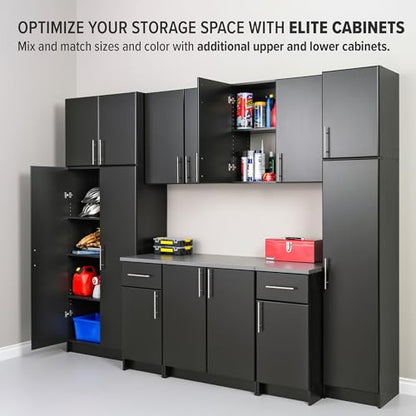 Prepac Elite 16" Storage Cabinet, Black Storage Cabinet, Bathroom Cabinet, Pantry Cabinet with 2 Adjustable Shelves, 16" D x 16" W x 65" H, BEB-1664