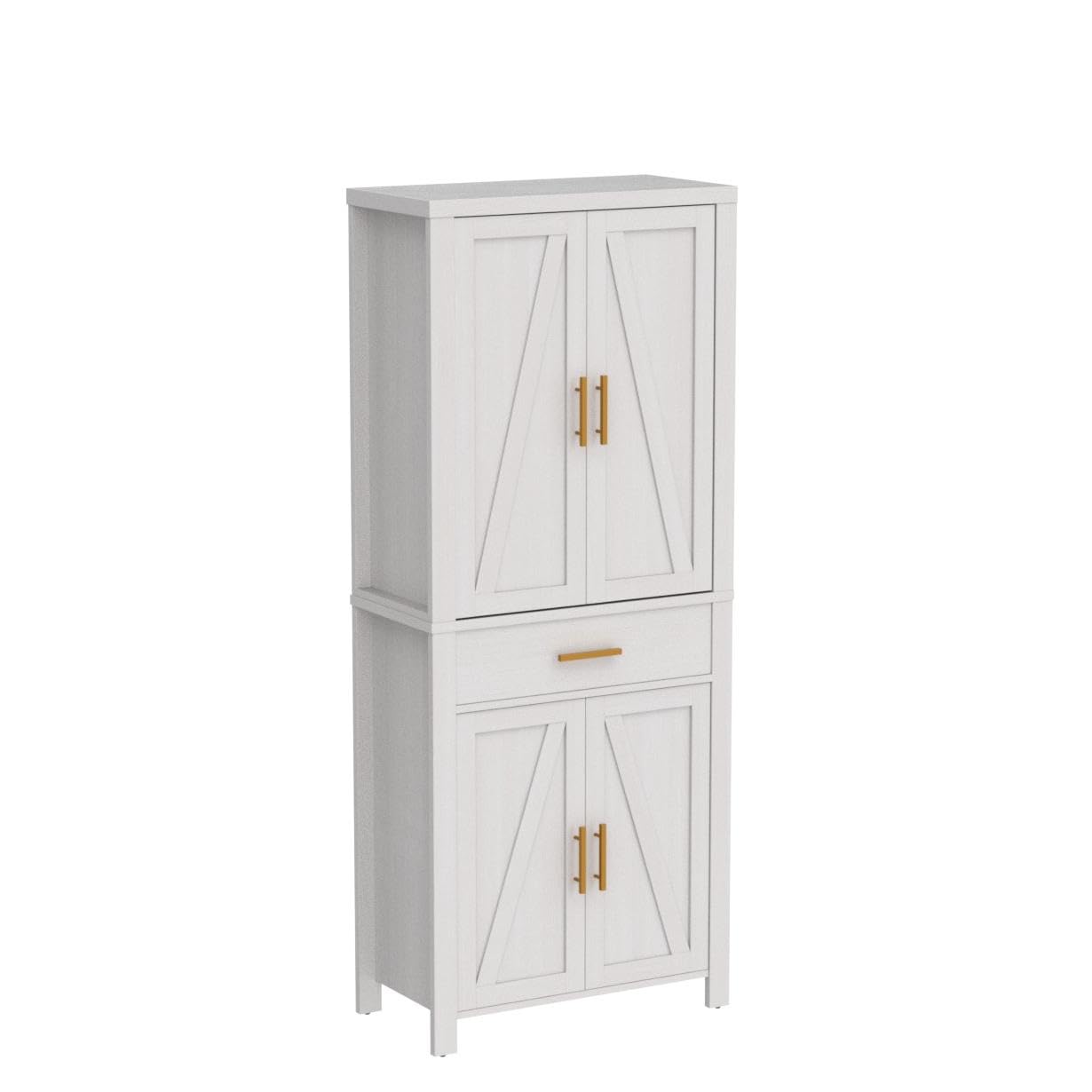 Kings Brand Furniture - 72" Freestanding Kitchen Pantry Storage Cabinet Cupboard with Doors Adjustable Shelves & Drawer, White - WoodArtSupply