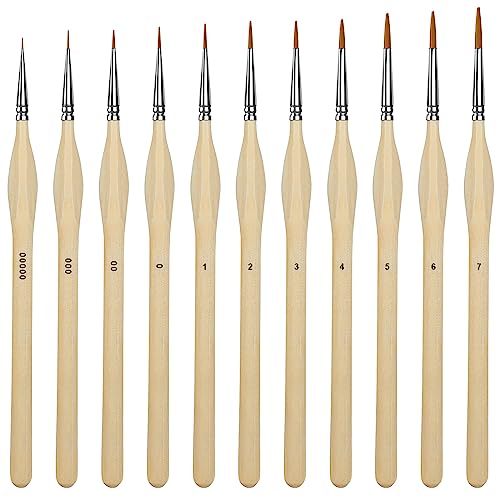 11Pcs Paint Brushes,Miniature Paint Brushes with Ergonomics Grip Handles,Detail Paint Brush Set for Fine Detailing & Art Painting - Acrylic, - WoodArtSupply