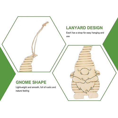 SEWACC Christmas Wood Gnome Hanging Ornaments 40pcs Unfinished Wood Gnome Cutouts Blank Graffiti Wood Slices for DIY Craft Decor SEWACC