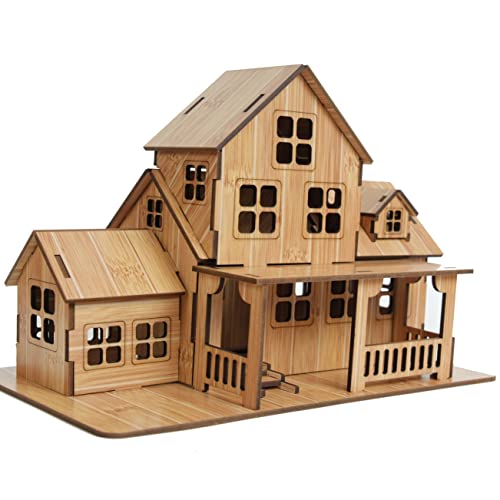 Bamboo Hut Building 3D Puzzle 7.9"*4.7"*5.5'' DIY Laser Cut Doll House Model Ornament. Made of Eco-Friendly Natural Bamboo without Burrs. No Glue or - WoodArtSupply