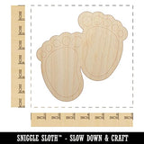Baby Footprints Unfinished Wood Shape Piece Cutout for DIY Craft Projects - 1/4 Inch Thick - 6.25 Inch Size Sniggle Sloth