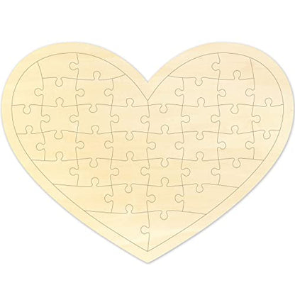 Blank Puzzle Heart Shape with 40 Pieces, Blank Heart Wooden Jigsaw Puzzle with Puzzle Tray for Crafts & DIY, Custom Puzzle 11.2x8.4 Inches 1 Pack - WoodArtSupply