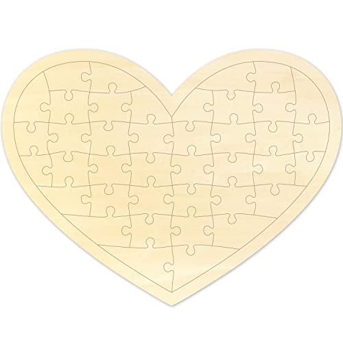 Blank Puzzle Heart Shape with 40 Pieces, Blank Heart Wooden Jigsaw Puzzle with Puzzle Tray for Crafts & DIY, Custom Puzzle 11.2x8.4 Inches 1 Pack - WoodArtSupply