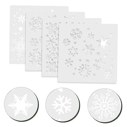 VILLCASE 4pcs Painting Template Wall Door Painting Stencil Wood Burning Stencils Cookie Stencils Christmas Stencils for Painting Kids Decor Stencils - WoodArtSupply