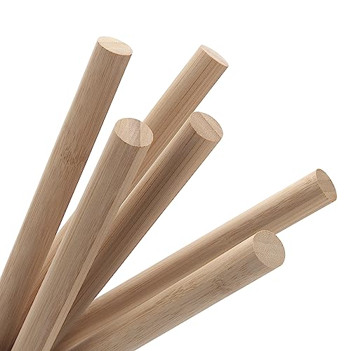 Wooden Dowel Dods Round Wood Dowels, 6 PCS 3/4 x 12" Macrame Dowel Bamboo Sticks for Craft, Unfinished Hardwood Sticks for Crafting, Arts and DIYers Coowayze