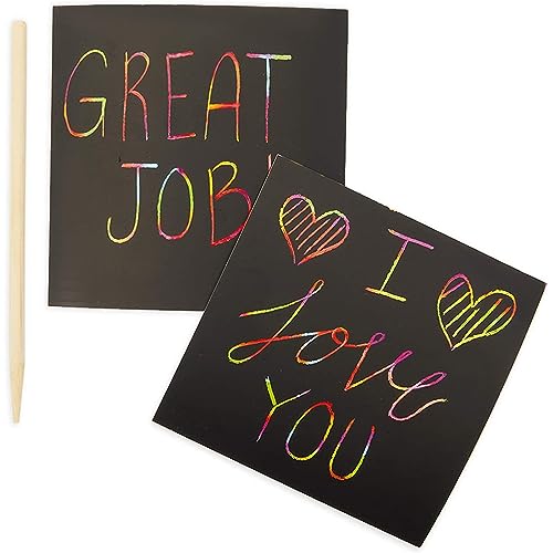 Rainbow Scratch Off Notes with 2 Wood Styluses Sticks (3.5 in, 300 Sheets) Bright Creations