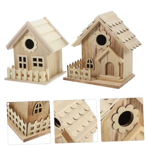 BESPORTBLE 2pcs Creative Bird Nest Decoration Bird House Cage Handcrafted Birdhouse Natural Wood Birdhouse Unfinished Bird Houses Unfinished Wood BESPORTBLE