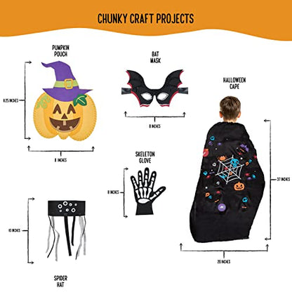 jackinthebox Halloween Crafts for Kids | Contains 6 Chunky Craft Projects | Great Halloween Costume for Kids | Incl. Halloween Cape, Pumpkin Pouch,