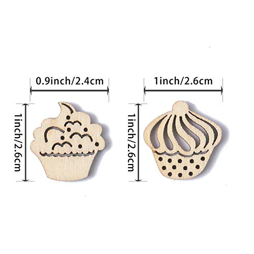 Cake Shape Wood Slices Unfinished Wood Cutout DIY Wooden Craft 100pcs - WoodArtSupply