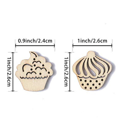 Cake Shape Wood Slices Unfinished Wood Cutout DIY Wooden Craft 100pcs - WoodArtSupply