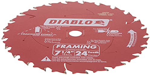 Diablo D0724A 7-1/4in 24T ATB Framing Saw Blade 5/8in & Diamond Knockout Arbor Freud