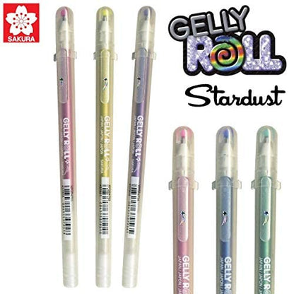 SAKURA Gelly Roll Stardust (Made in Japan) [Limited Edition] Gel Ink Pen Set - Bold Sparkling, Glittering & Assorted Colors 12Pens