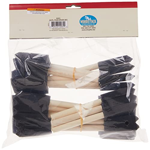 Woodstock D2031 Foam Brush with Wooden Handles, 24-Piece Woodstock