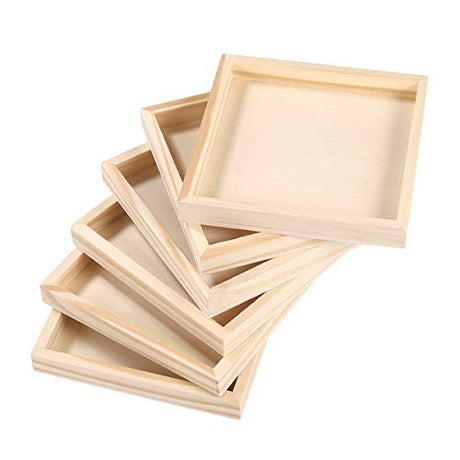 LIOOBO 6pcs Unfinished Wood Serving Tray for Weddings Home Decor and Craft Projects Art Supply LIOOBO