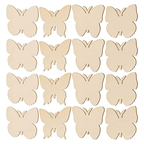 Happyyami 40Pcs Wooden Butterfly Wood Cutouts for Crafts Unfinished Wood Chips Wooden Ornaments to Paint Wooden Embellishment Wood Butterflies Happyyami