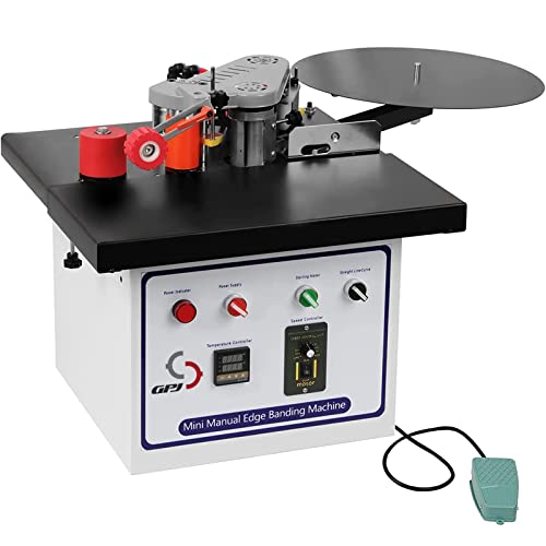 Benchtop Edge Bander, Woodworking Portable Edge Bander Banding Machine, Double-Sided Gluing, Works with Straight and Arc Edges (850W, 0~6m/min Edge