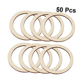 SEWACC 50pcs Natural Wood Frame Wood Decor Rustic Decor Bamboo Hoops for Crafts Flat Wreath Form Wooden Circles DIY Craft Decor Ring Dreamcatcher SEWACC