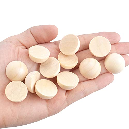 hesmartly 120 pcs Half Wood Balls 15mm Unfinished Half Wooden Balls Split Wood Balls for DIY Projects, Kids Arts and Craft Supplies and 6pcs Nylon - WoodArtSupply