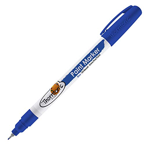 Thornton's Art Supply Vibrant Premium Oil-Based Paint Markers Pen Extra Fine Blue for Craft, Rock Painting | Safe for Kids | Write on Multi Surface Thornton's Art Supply