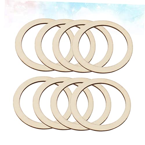 TEHAUX 200pcs Rustic Decor Floral Decor Rustic Frames Unfinished Wood DIY Craft Decor Flat Wooden Rings for Crafts Hollowed Wooden Slice Round