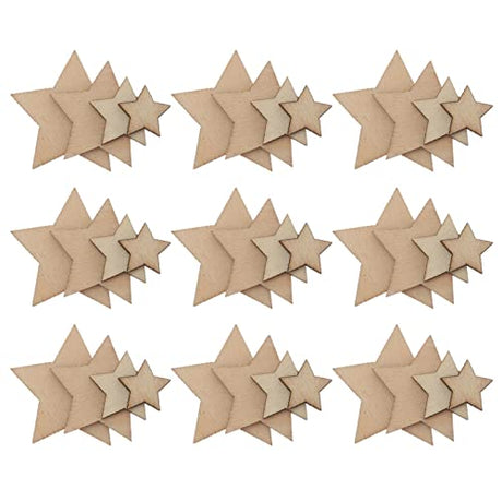 Ciieeo 100PCS Unfinished Wood Stars Pieces Natural Wooden Star Cutouts Wooden Stars Shape for Wedding, DIY, Craft, Festival, Decoration (1.4cm- 3.57 Ciieeo