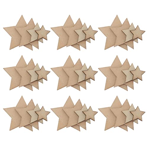 Ciieeo 100PCS Unfinished Wood Stars Pieces Natural Wooden Star Cutouts Wooden Stars Shape for Wedding, DIY, Craft, Festival, Decoration (1.4cm- 3.57