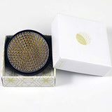 Wazakura Minoyaki Series Japanese Ikebana Essential Tool Kit with Small Round Ceramic Flower Vase and Kenzan Pin Frog for Floral Arranging - Brown & Wazakura