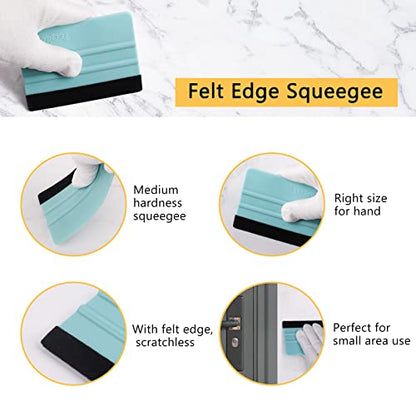 TECKWRAP Wallpaper Smoothing Basic Tool Kit - Big Mint Squeegee, Felt Edge Squeegee,Craft Knife for Wallpaper Contact Paper Application, Home Decor, Window Tint,Car Wrap Film