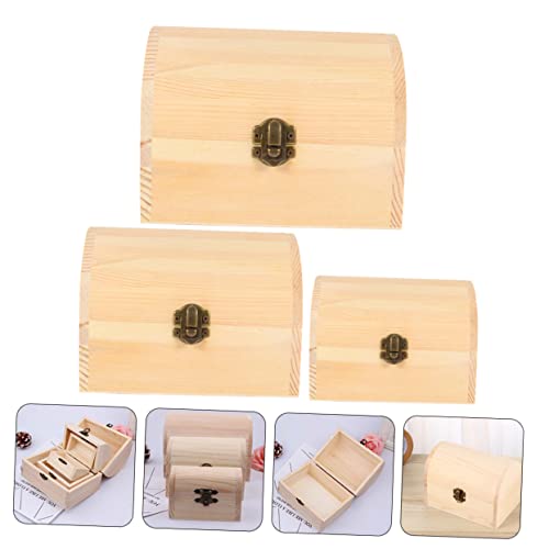 VOSAREA 3pcs Boxes Wooden Box Craft Storage Jewelry Organizer Tray Strawberry Decor Unfinished Wooden Jewelry Case Diy Wooden Handmade Gifts Jewelry VOSAREA