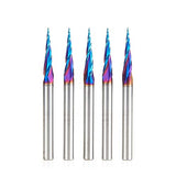 Amana Tool 46280-K-5 5-Pc CNC Solid Carbide Spektra Extreme Tool Life Coated Tapered Spiral 2D/3D Carving 1/32 Dia x 1/4 Inch SHK Router Bit Pack Amana Tool