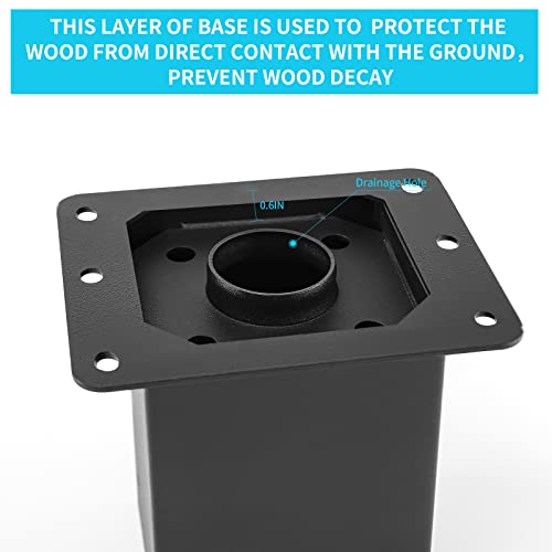 AXWHYS 4x4 Post Base 4 Pcs, (Inner Size 3.6x3.6) Post Anchors, 13GA Thick Solid Steel & Black Powder Coated,Deck Post Brackets Support Deck Base AXWHYS