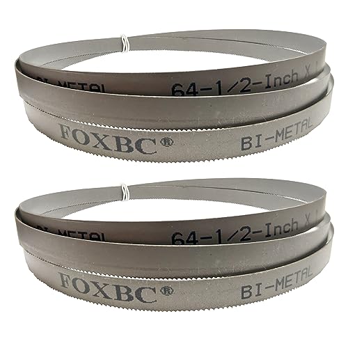 FOXBC 64-1/2" x 1/2" x 0.02" x 24 TPI Metal Bandsaw Blade Cutting for Harbor Freight, Wen 3970, Jet Band Saw - 2 Pack - WoodArtSupply