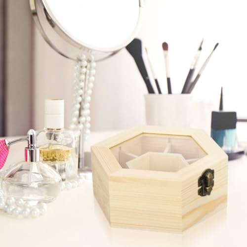MAGICLULU 1pc Wooden Hexagonal Jewelry Box Unfinished Hexagonal Wooden Craft Box Hexagonal Wooden Storage Box for Ring Bracelet Necklace Earrings MAGICLULU