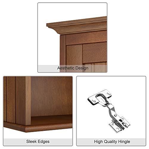 Treocho Wood Wall Cabinet, Bathroom Medicine Cabinet Storage with Doors and Adjustable Shelf, Rustic Cabinet Wall Mounted for Bathroom, Livingroom, Treocho